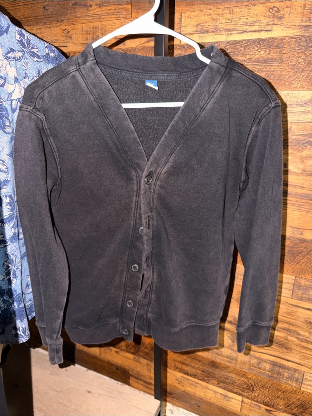 Men's Black Button-Front V-Neck Sweater